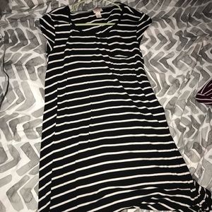 black and white striped dress